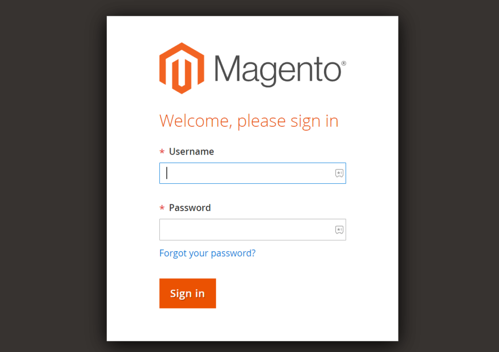 Magento login Page